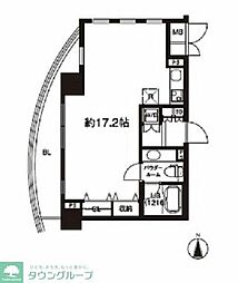 JR山手線 目黒駅 徒歩1分の賃貸マンション 12階ワンルームの間取り
