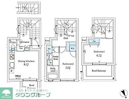 JR山手線 恵比寿駅 徒歩12分の賃貸テラスハウス 2階2DKの間取り