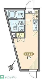 東急池上線 石川台駅 徒歩3分の賃貸マンション 3階ワンルームの間取り
