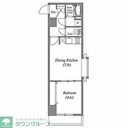 東京メトロ南北線 白金高輪駅 徒歩7分の賃貸マンション 5階1DKの間取り