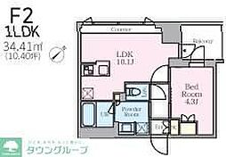 東急池上線 旗の台駅 徒歩4分の賃貸マンション 2階2LDKの間取り