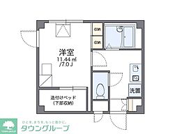 京急本線 鮫洲駅 徒歩4分の賃貸マンション 2階1Kの間取り