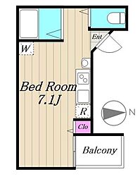グランクオール大崎 3階ワンルームの間取り