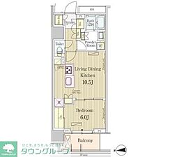 パークアクシス池田山 9階1LDKの間取り