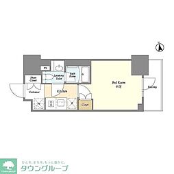 オーキッドレジデンス品川中延 3階1Kの間取り