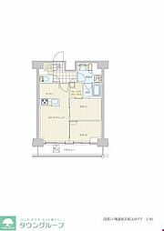 東急池上線 戸越銀座駅 徒歩5分の賃貸マンション 15階2LDKの間取り