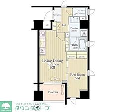 JR山手線 五反田駅 徒歩6分の賃貸マンション 6階1LDKの間取り