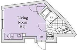 JR山手線 目黒駅 徒歩6分の賃貸マンション 1階2DKの間取り