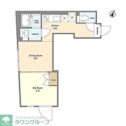 東急目黒線 西小山駅 徒歩7分の賃貸マンション 4階1DKの間取り