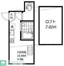 都営浅草線 馬込駅 徒歩4分の賃貸アパート 1階ワンルームの間取り