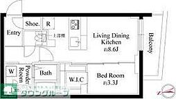 東急東横線 都立大学駅 徒歩13分の賃貸マンション 2階1LDKの間取り