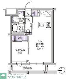 都営三田線 白金台駅 徒歩8分の賃貸マンション 4階1LDKの間取り