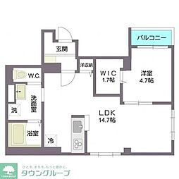 都営三田線 白金高輪駅 徒歩9分の賃貸マンション 2階1LDKの間取り