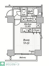 都営浅草線 三田駅 徒歩5分の賃貸マンション 11階ワンルームの間取り