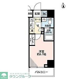 東急大井町線 旗の台駅 徒歩9分の賃貸マンション 5階1Kの間取り