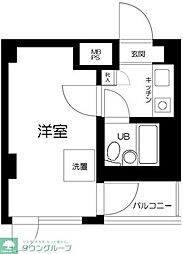 東急池上線 石川台駅 徒歩5分の賃貸マンション 2階1Kの間取り