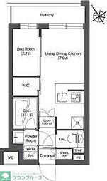 東急目黒線 不動前駅 徒歩2分の賃貸マンション 2階1DKの間取り