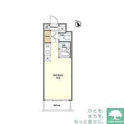 東急池上線 五反田駅 徒歩7分の賃貸マンション 7階ワンルームの間取り