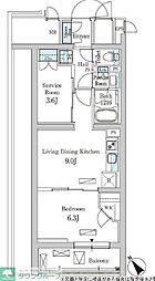 東急大井町線 北千束駅 徒歩3分の賃貸マンション 4階1SLDKの間取り