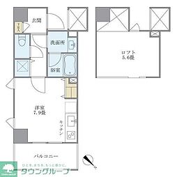 京急本線 北品川駅 徒歩7分の賃貸マンション 5階ワンルームの間取り