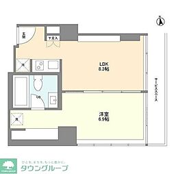 ウエリスアーバン品川タワー 1LDKの間取図画像