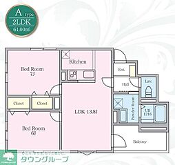 アザレア 2LDKの間取図画像