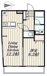 スカイコート戸越 1LDKの間取図画像