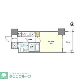 プラシア北千住 1Kの間取図画像