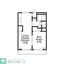 フレンドリーテラス六町 1LDKの間取図画像