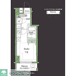 HF明大前レジデンス ワンルームの間取図画像