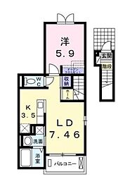 パリス・デイジー 1LDKの間取図画像