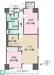 パークフラッツ日本橋馬喰町 2LDKの間取図画像