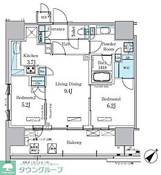 HARUMIFLAGPARKVILLAGEB棟 2LDKの間取図画像