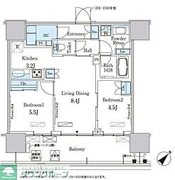 HARUMIFLAGPARKVILLAGEB棟 2LDKの間取図画像