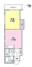目黒ガーデン 1DKの間取図画像