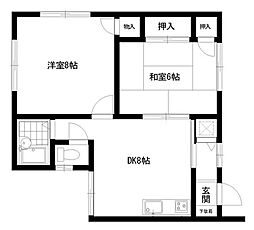 コンフォート三反田 2DKの間取図画像