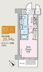 相鉄本線 西横浜駅 徒歩8分の賃貸マンション 2階1Kの間取り