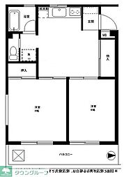 大岡ビル 2LDKの間取図画像