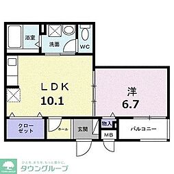 JR横須賀線 東戸塚駅 徒歩5分の賃貸アパート 1階1LDKの間取り