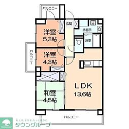 ドエル保土ヶ谷 4階3LDKの間取り