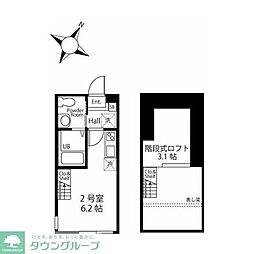 相鉄本線 星川駅 徒歩9分の賃貸アパート 2階ワンルームの間取り