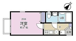 ステラ星川 2階1Kの間取り