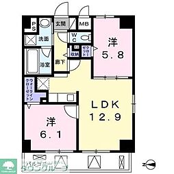ル・カトレヤ 2LDKの間取図画像