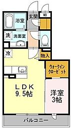 ディアコート 1LDKの間取図画像
