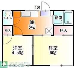 グリンデルハイム 2Kの間取図画像