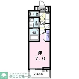 プリムヴェール4 1Kの間取図画像