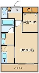 ラブランシェ湘南 1DKの間取図画像