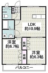 グランディール 2LDKの間取図画像