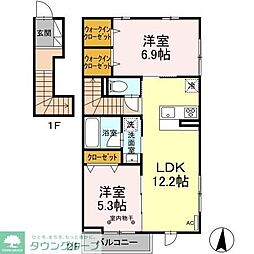 風雅 2LDKの間取図画像