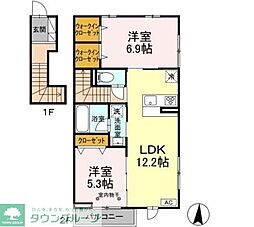 風雅 2LDKの間取図画像